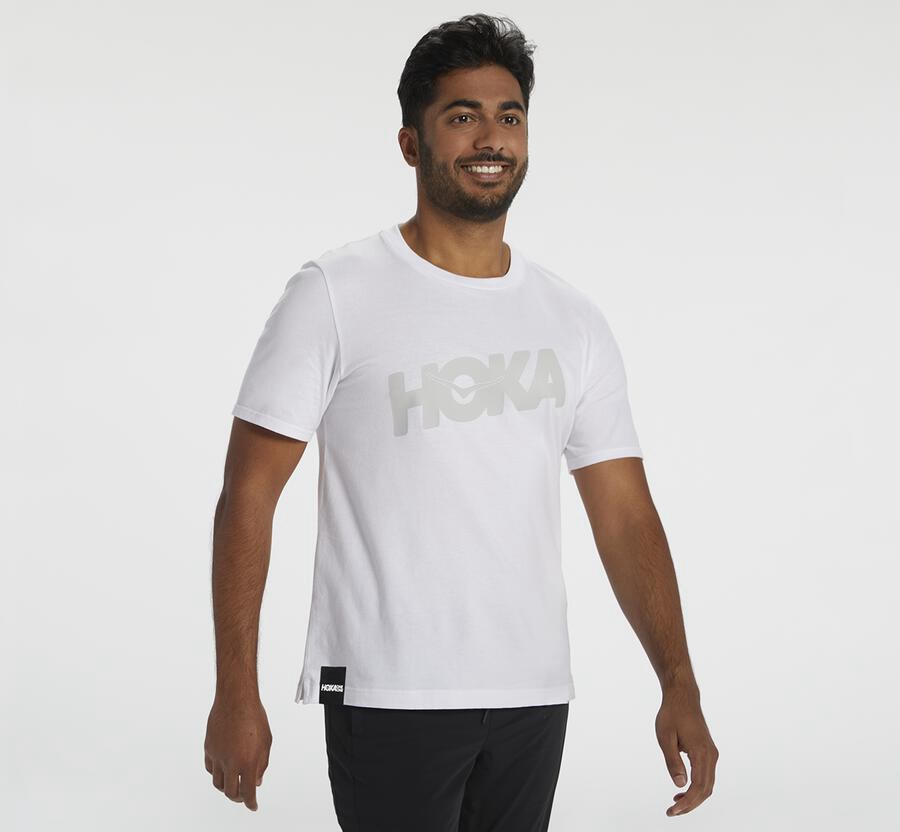 Hoka One One Mens Tee - Brand - White - IFLC10275
